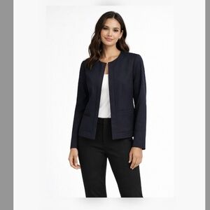 Brooks Brothers 346 Navy Cropped Blazer Jacket Size 8 Minimalist Career Classic